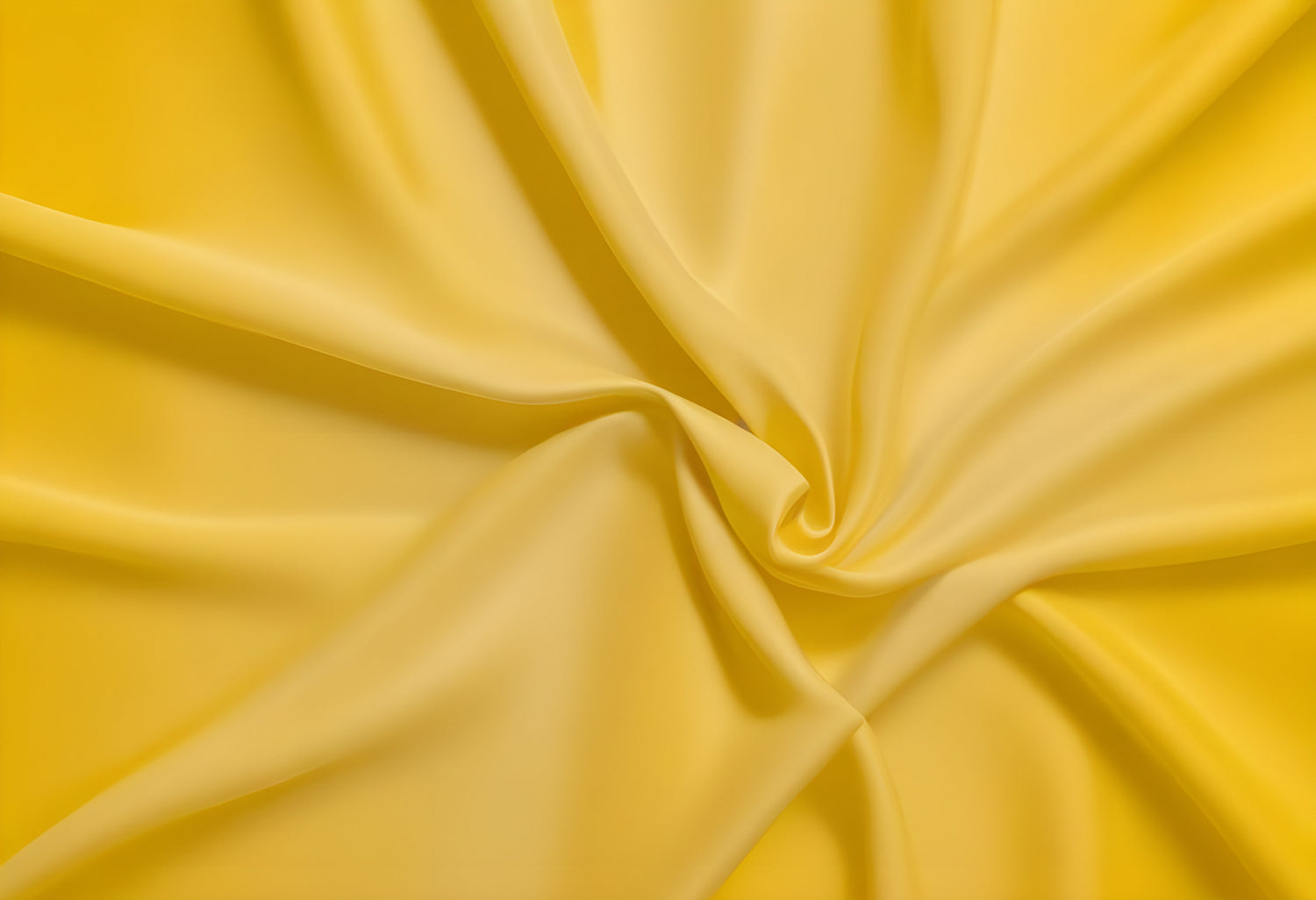 Golden satin fabric drapes elegantly with gentle waves under soft light. Generative AI