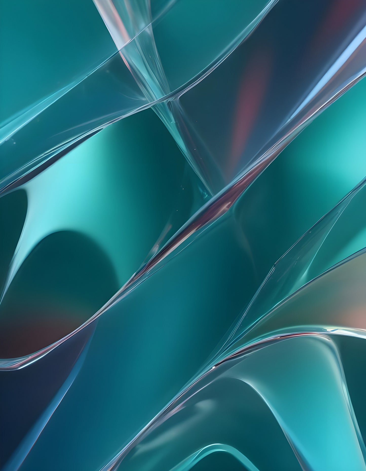 Abstract close-up of translucent teal plastic material with swirling reflections and curves