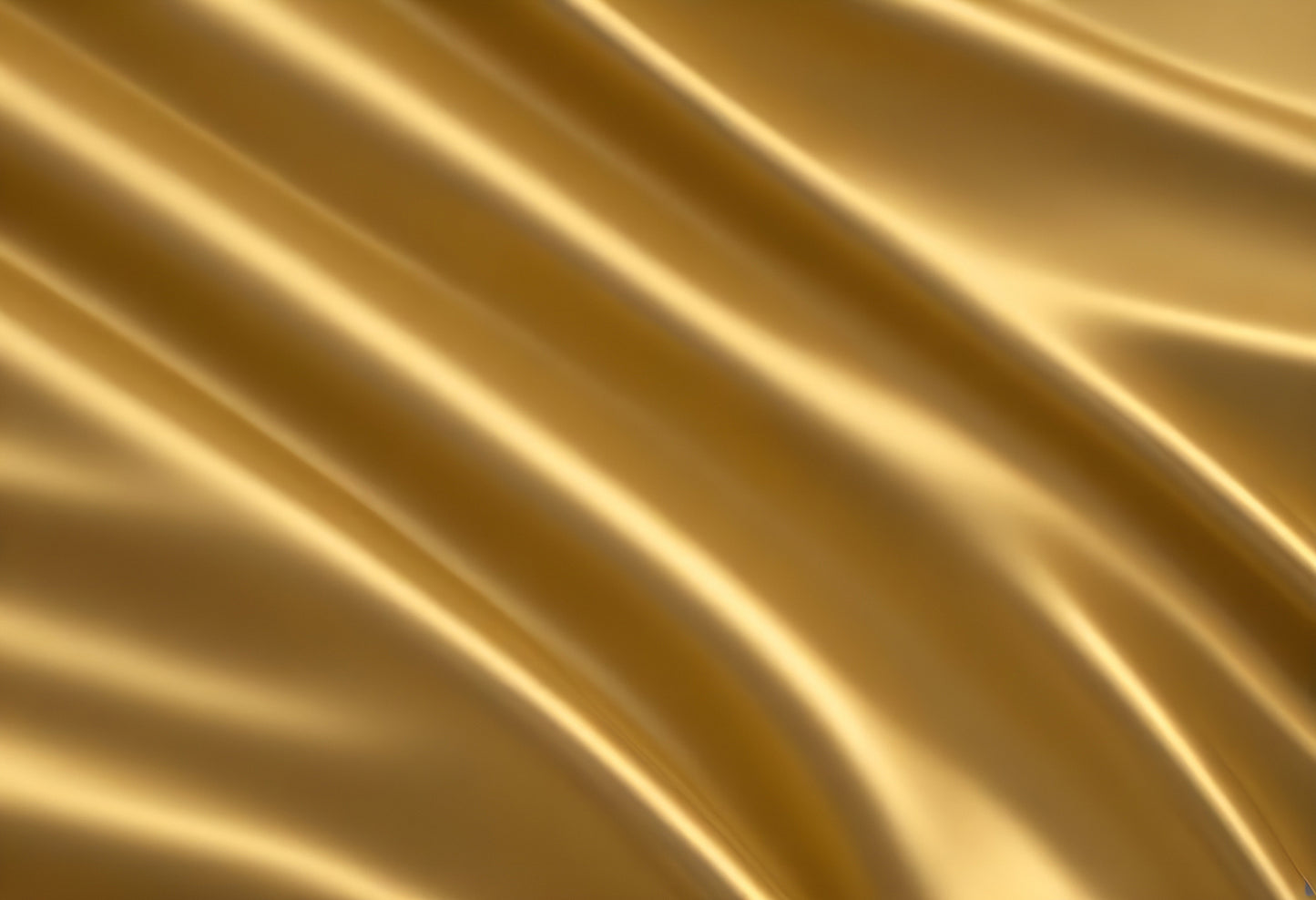 Golden satin fabric drapes elegantly with gentle waves under soft light. Generative AI