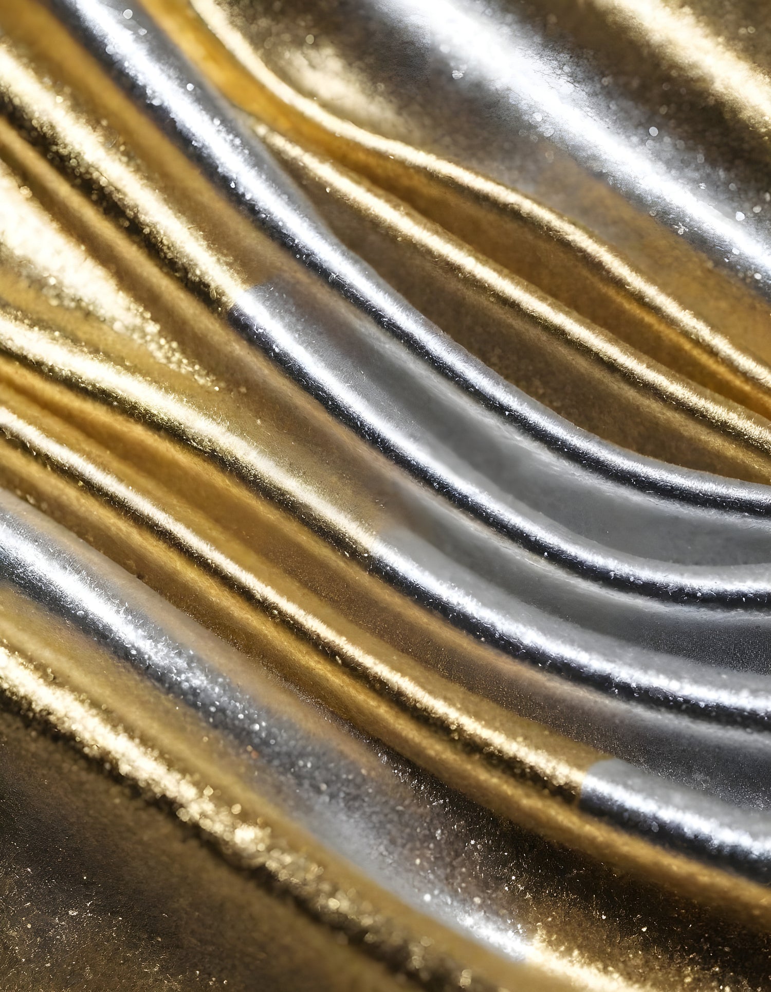 Sparkling golden fabric draping gracefully under soft light during a creative textile project