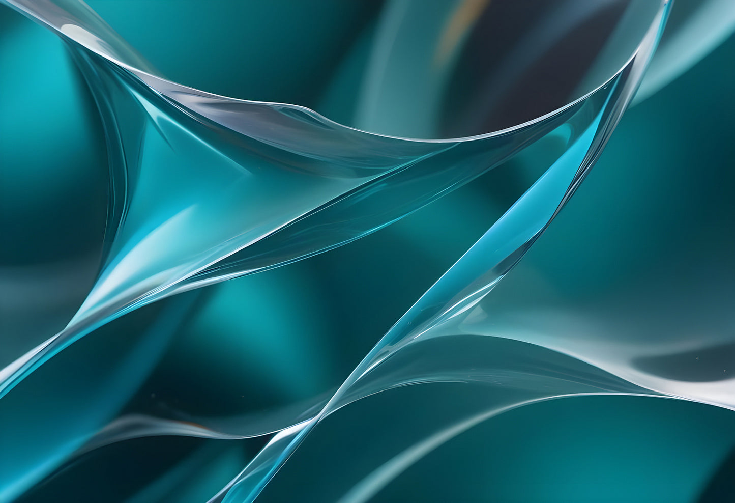 Abstract teal waves showcasing fluid dynamics in a contemporary design setting. Generative AI