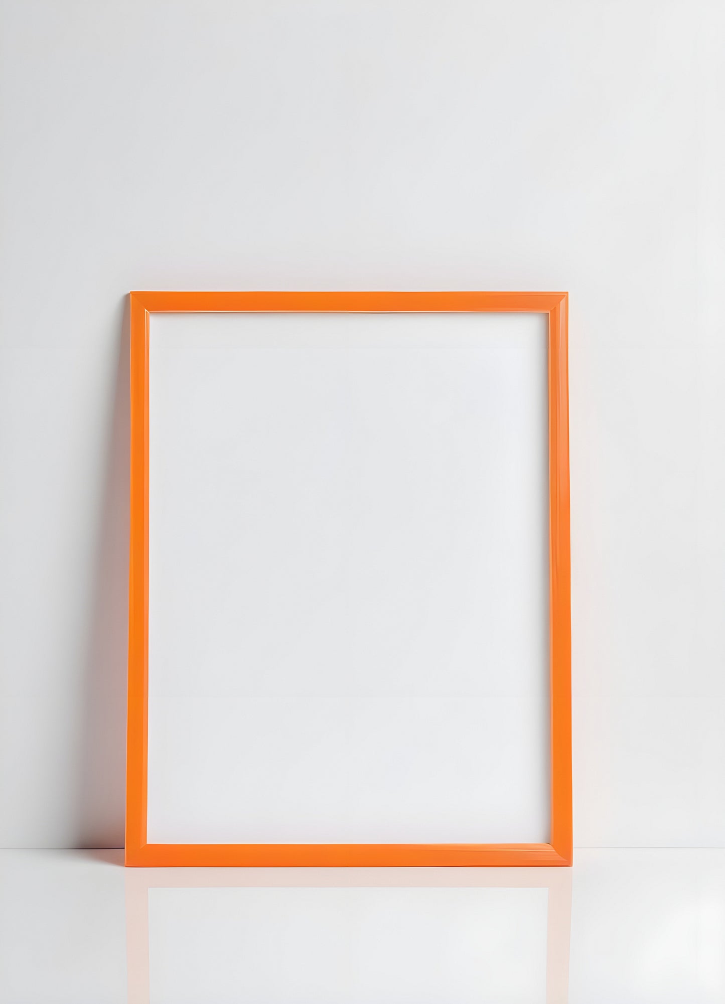 Simple orange picture frame on a white background ready for artwork or photography display in a modern setting