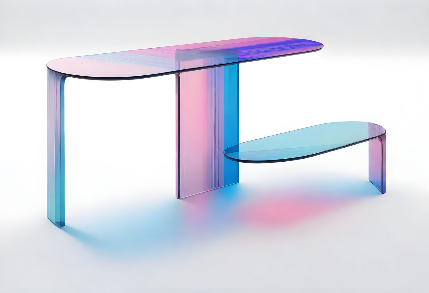 Modern minimalist acrylic table design with gradient colors showcasing contemporary aesthetics