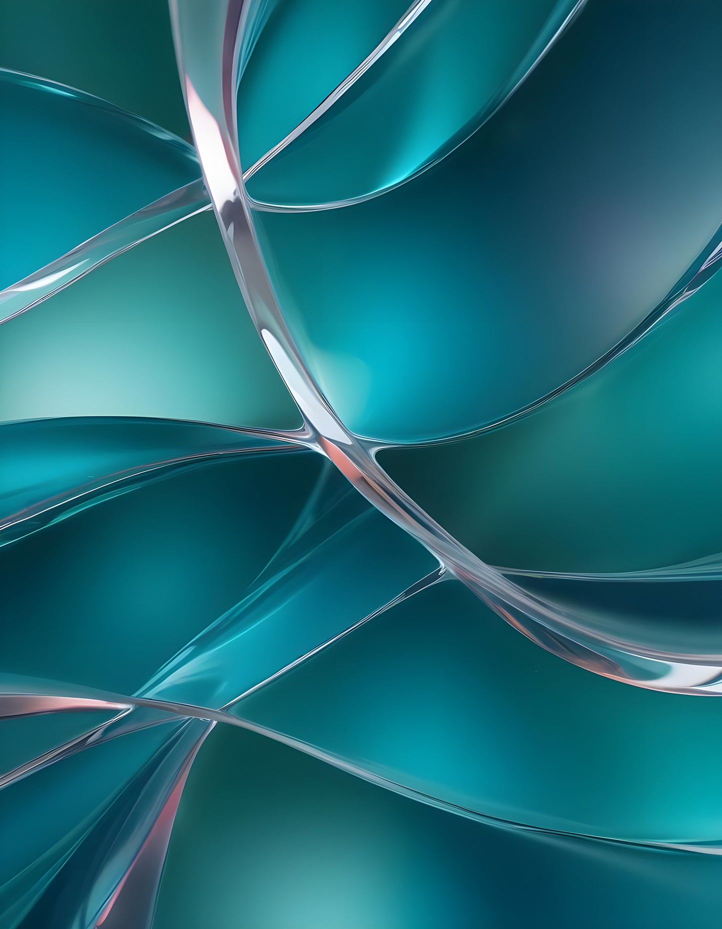 Abstract flow of teal and blue shapes blending together with soft curves and reflections