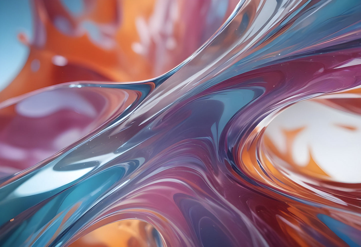 Abstract flow of teal and blue shapes blending together with soft curves and reflections