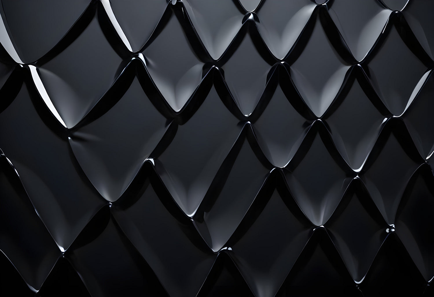 Textured black surface with geometric patterns illuminated in soft light