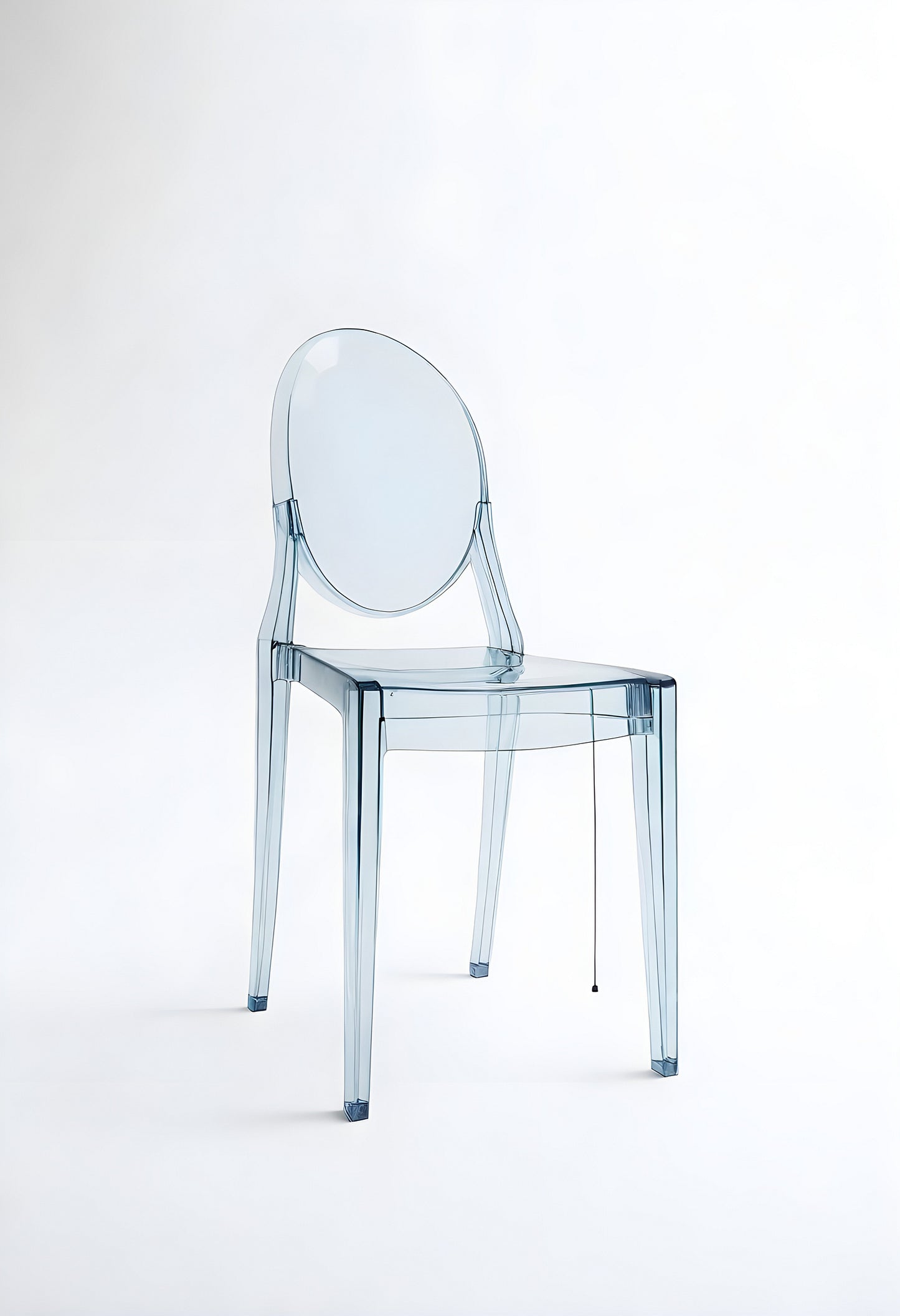 Clear contemporary chair design showcased against a minimal white background for modern interior inspiration