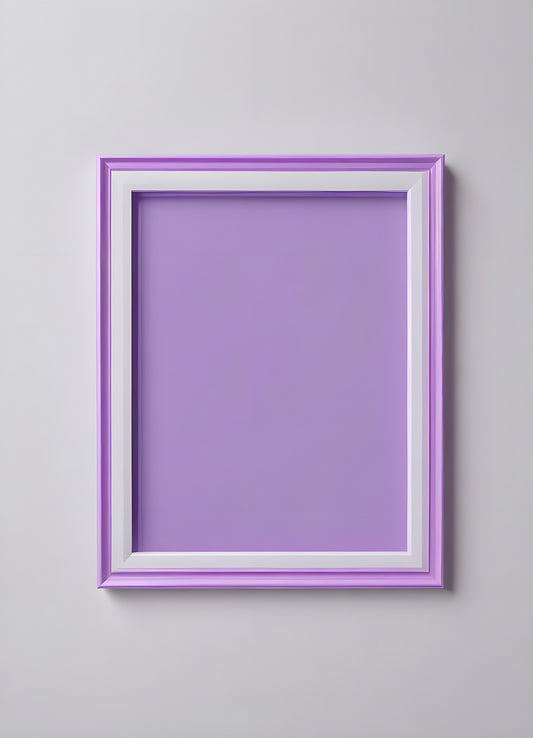 Purple acrylic picture frame displayed against a light background, highlighting its sleek design and color