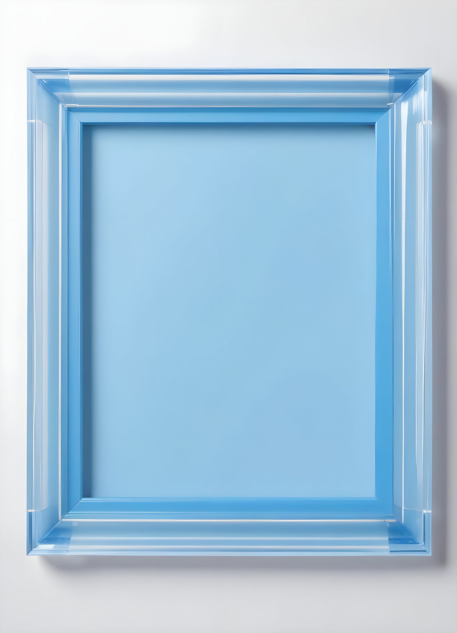 Bright blue empty picture frame against a minimalist background inviting creativity and personal expression in home decor