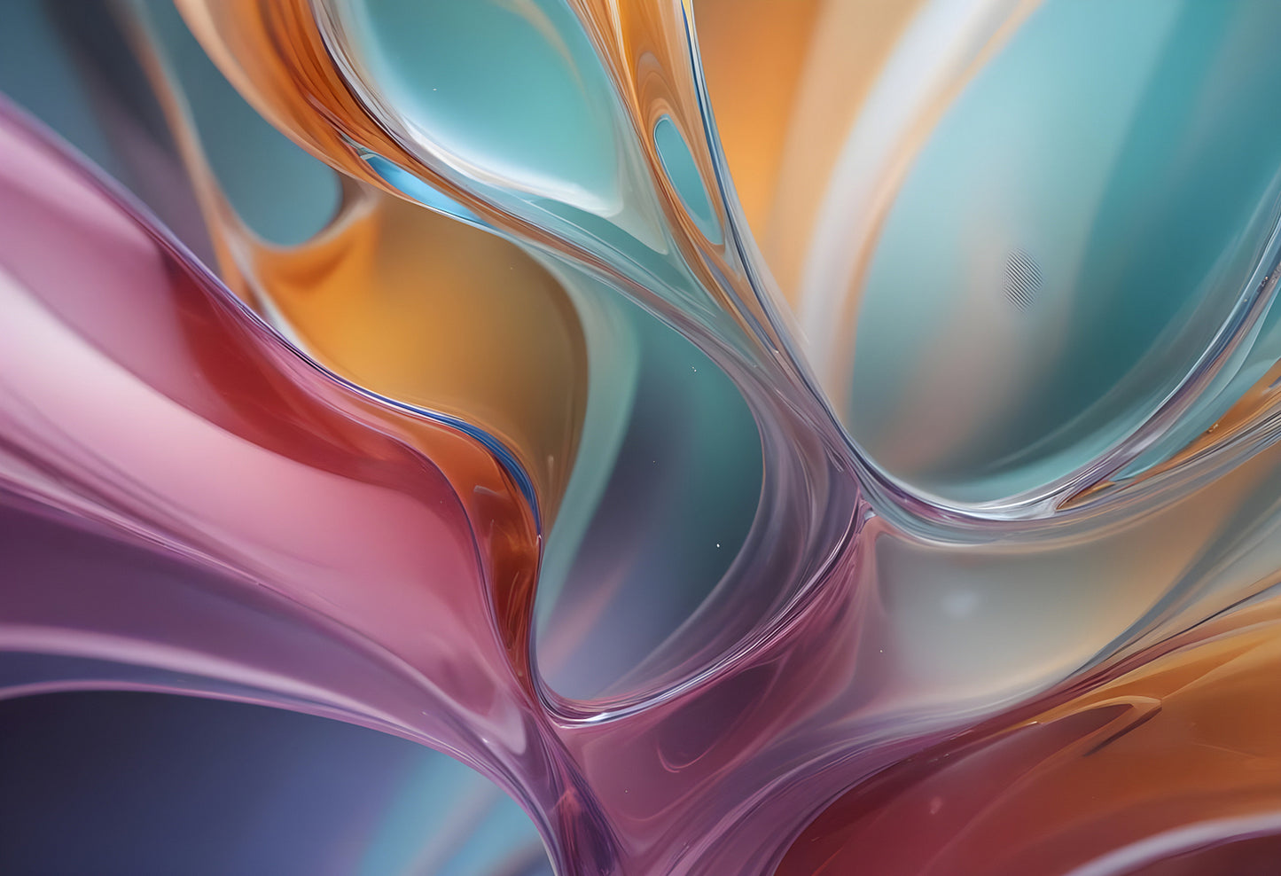 Abstract flow of teal and blue shapes blending together with soft curves and reflections