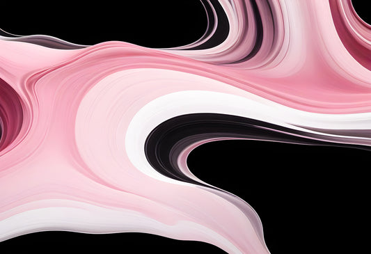 Abstract swirling pattern in shades of pink and black against a dark background