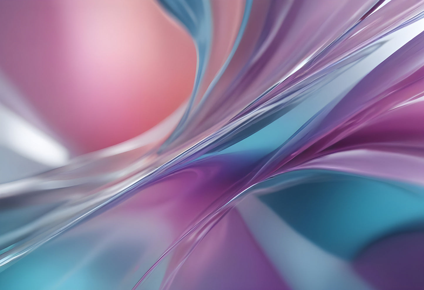 Abstract flow of teal and blue shapes blending together with soft curves and reflections