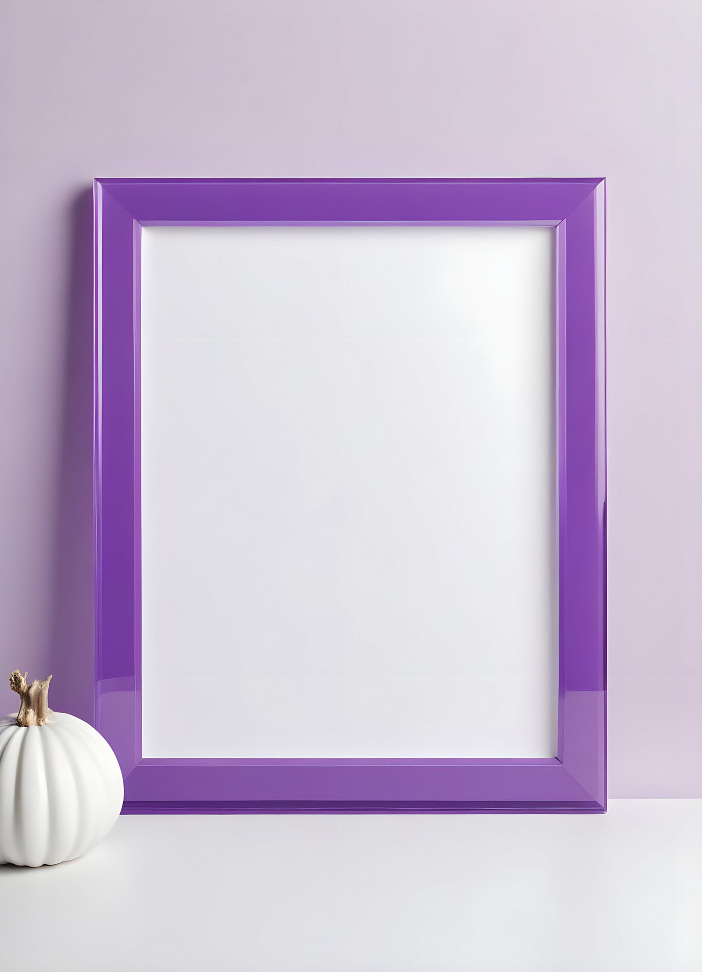 Purple acrylic picture frame displayed against a light background, highlighting its sleek design and color