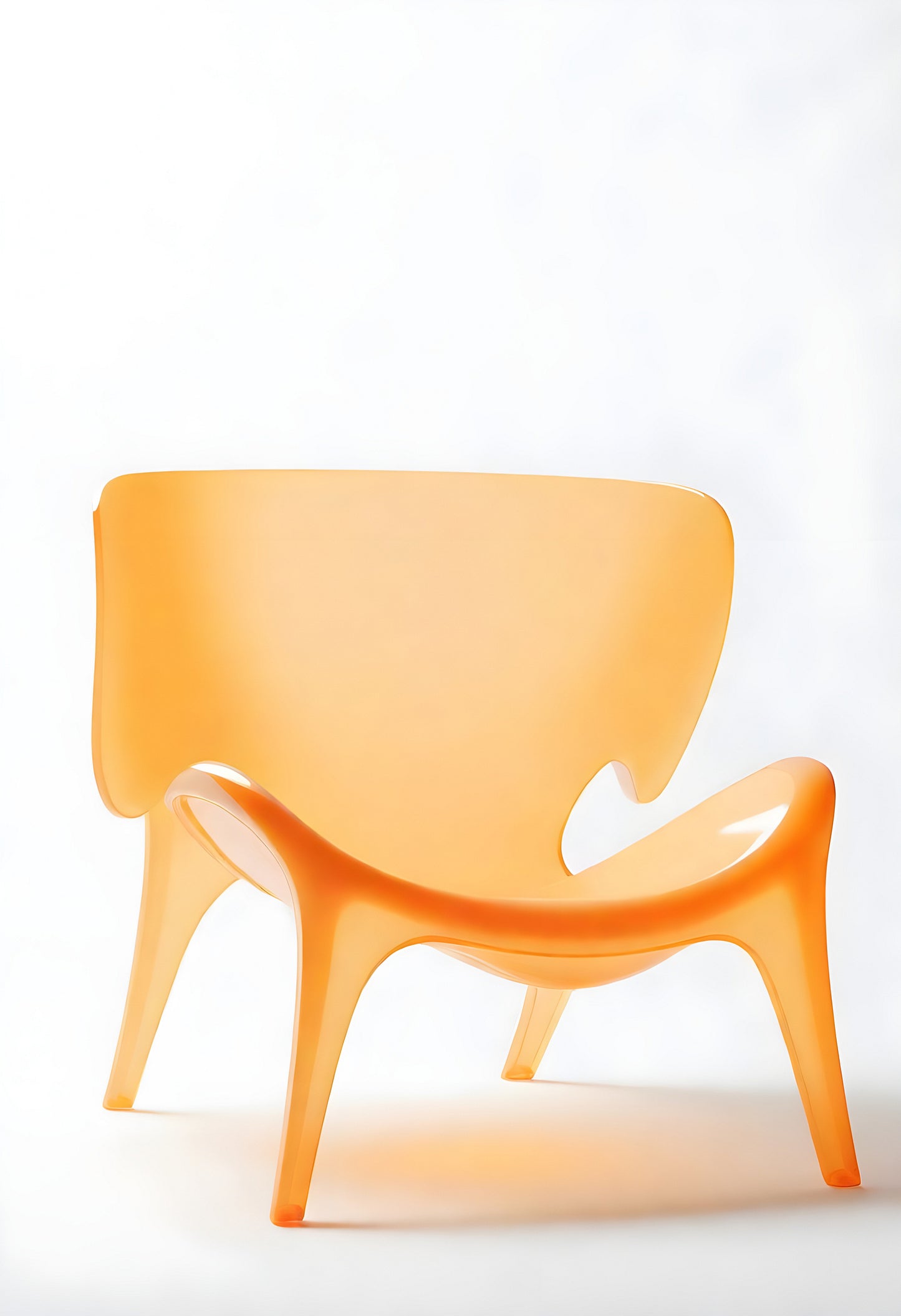 Modern orange chair design displayed against a minimalist light background for interior decor inspiration