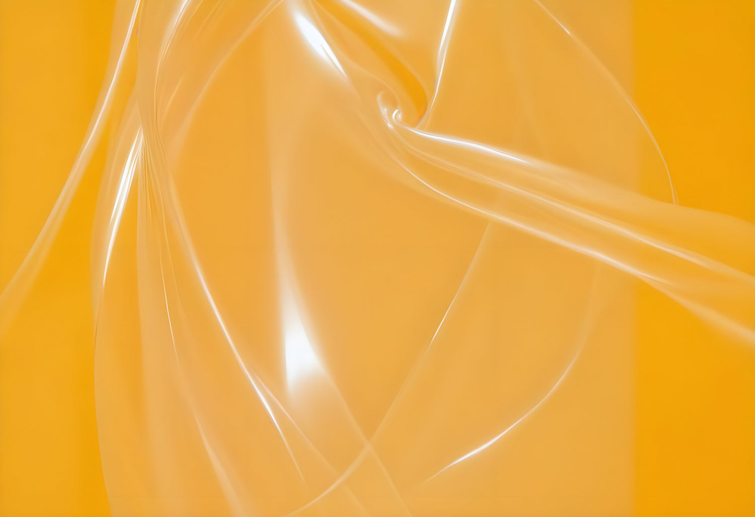 Delicate sheer plastic gracefully against a vibrant yellow backdrop, creating an elegant interplay of light and texture in a softly lit studio. Generative AI