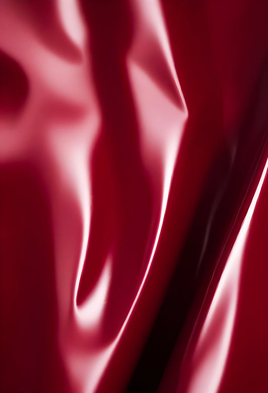 Silky red fabric draped elegantly, showcasing folds and shadows in soft lighting