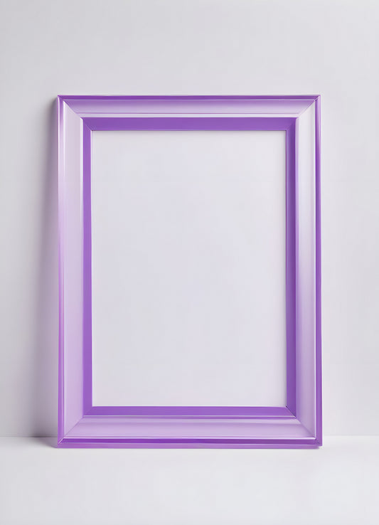 Purple acrylic picture frame displayed against a light background, highlighting its sleek design and color