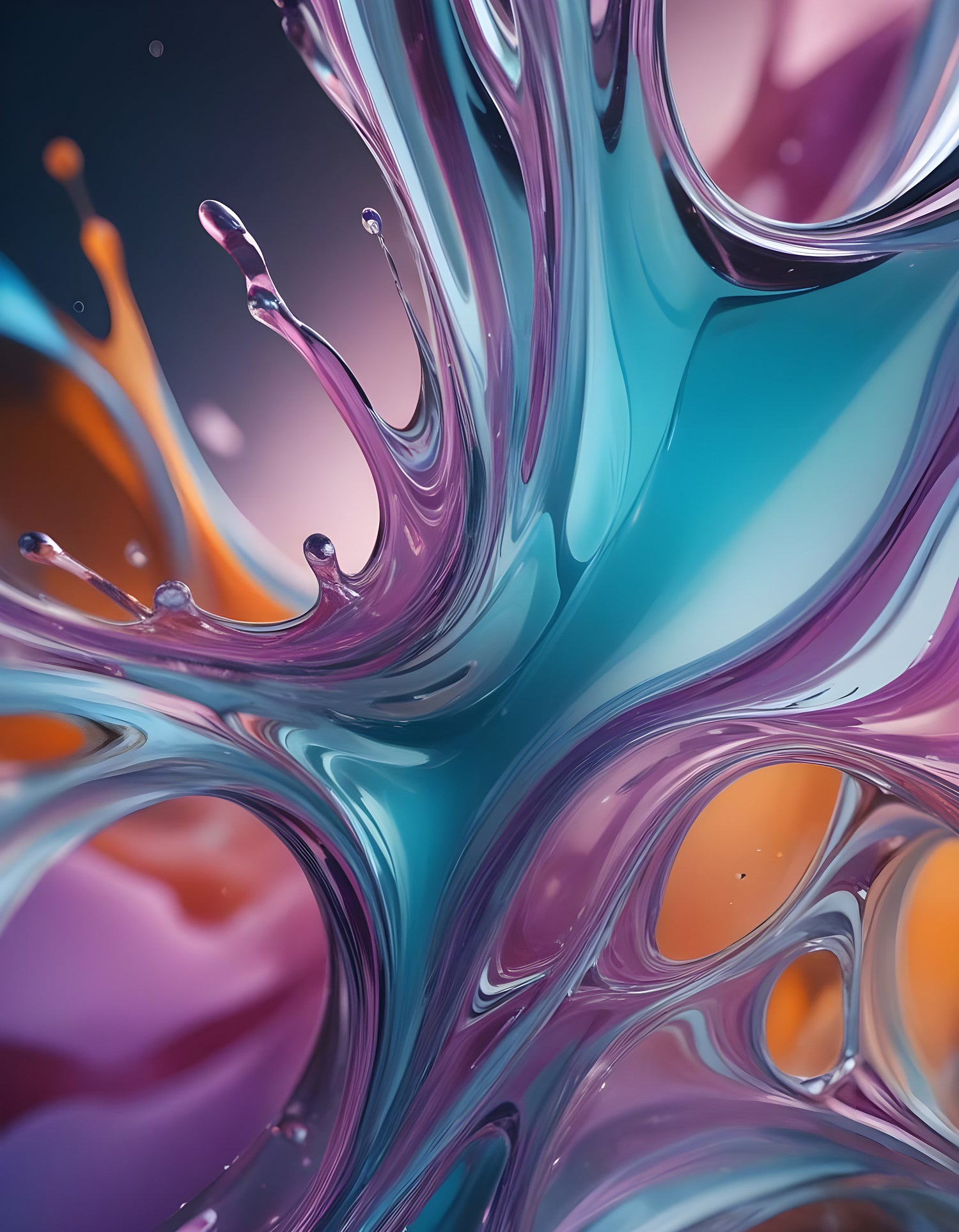 Colorful liquid splashes creating abstract patterns in vibrant hues and fluid motion