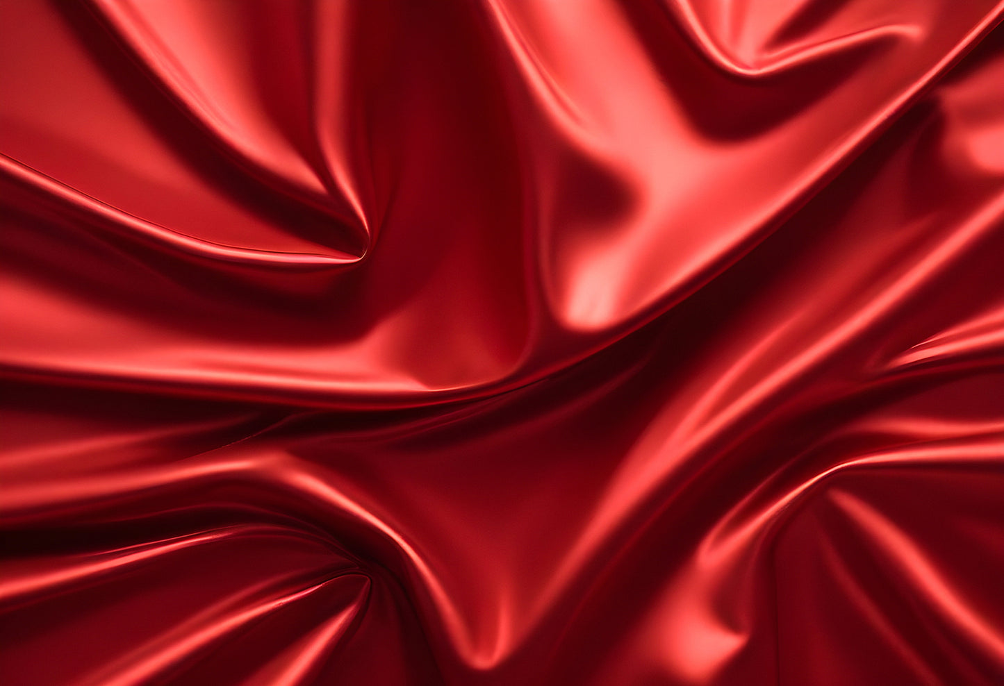 Textured red satin fabric with soft drapes and prominent creases