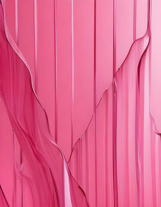 Abstract close-up of a bright pink glass structure with vertical lines against a soft pink background. Generative AI