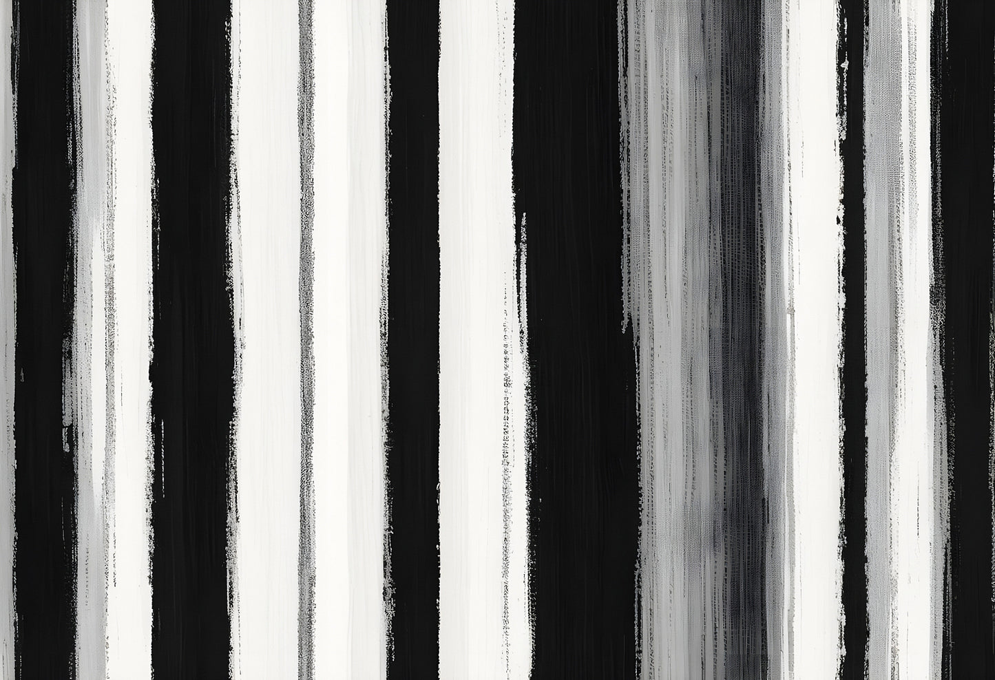 Abstract black and white striped pattern with varying thickness and texture created with bold strokes