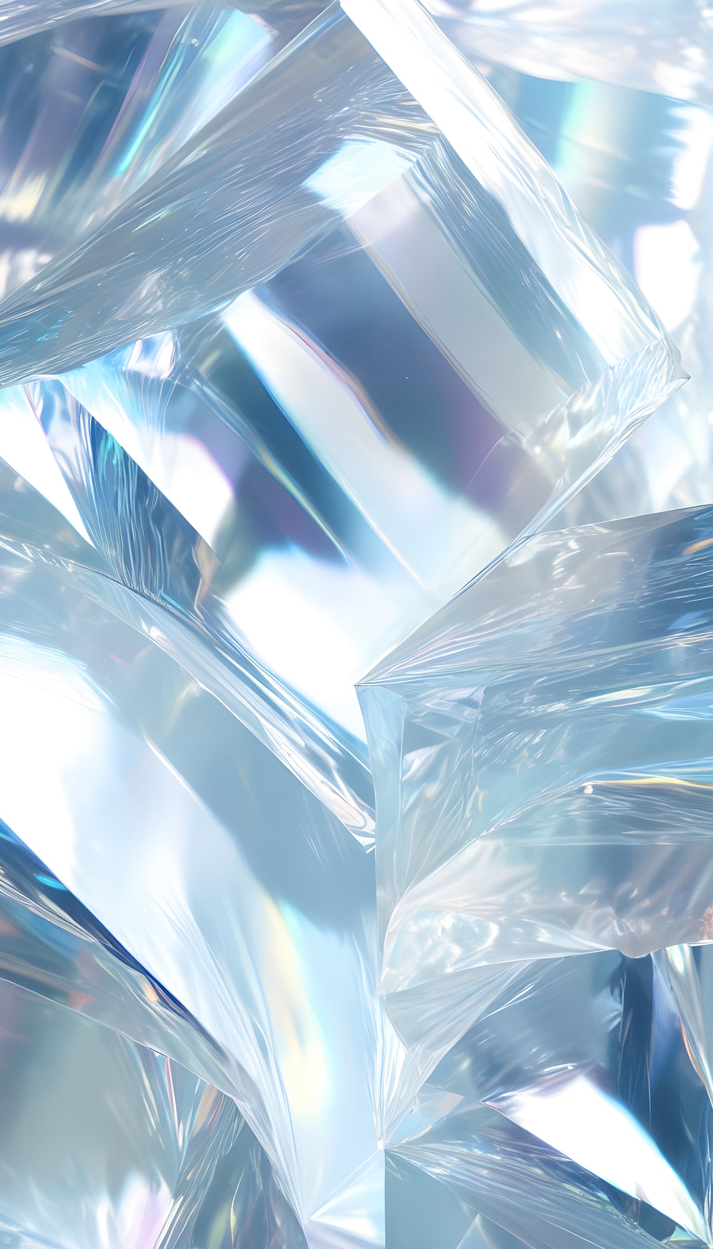 Close-up view of shimmering crystal formations creating intricate patterns in bright light