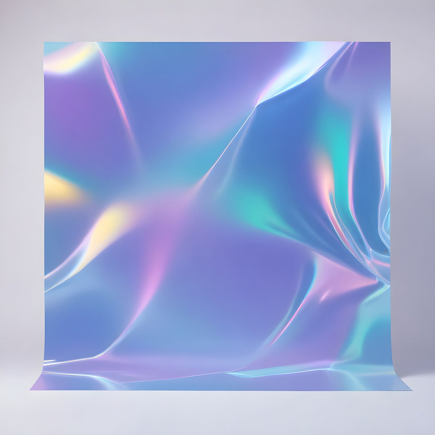 Colorful iridescent backdrop designed for creative photography sessions in a well-lit studio