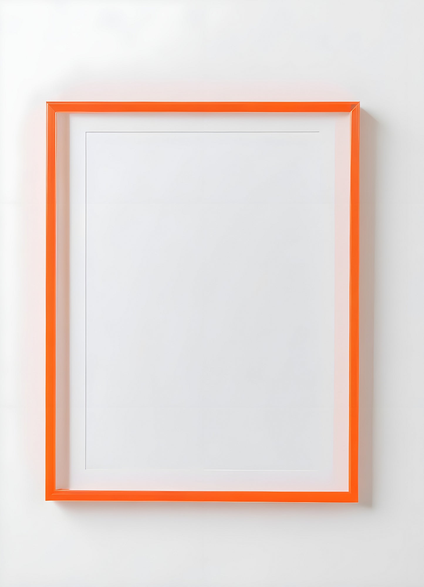 Simple orange picture frame on a white background ready for artwork or photography display in a modern setting