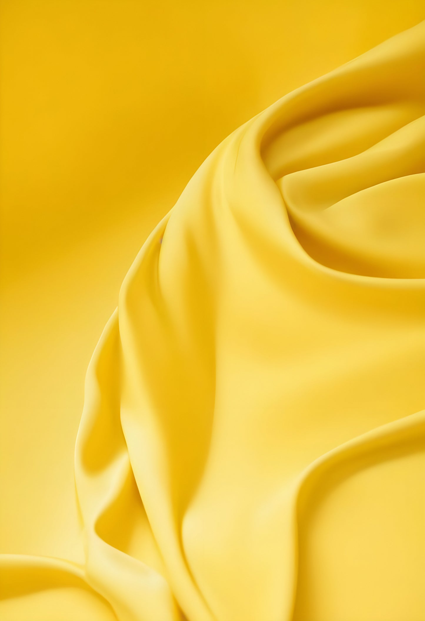 Golden satin fabric drapes elegantly with gentle waves under soft light. Generative AI