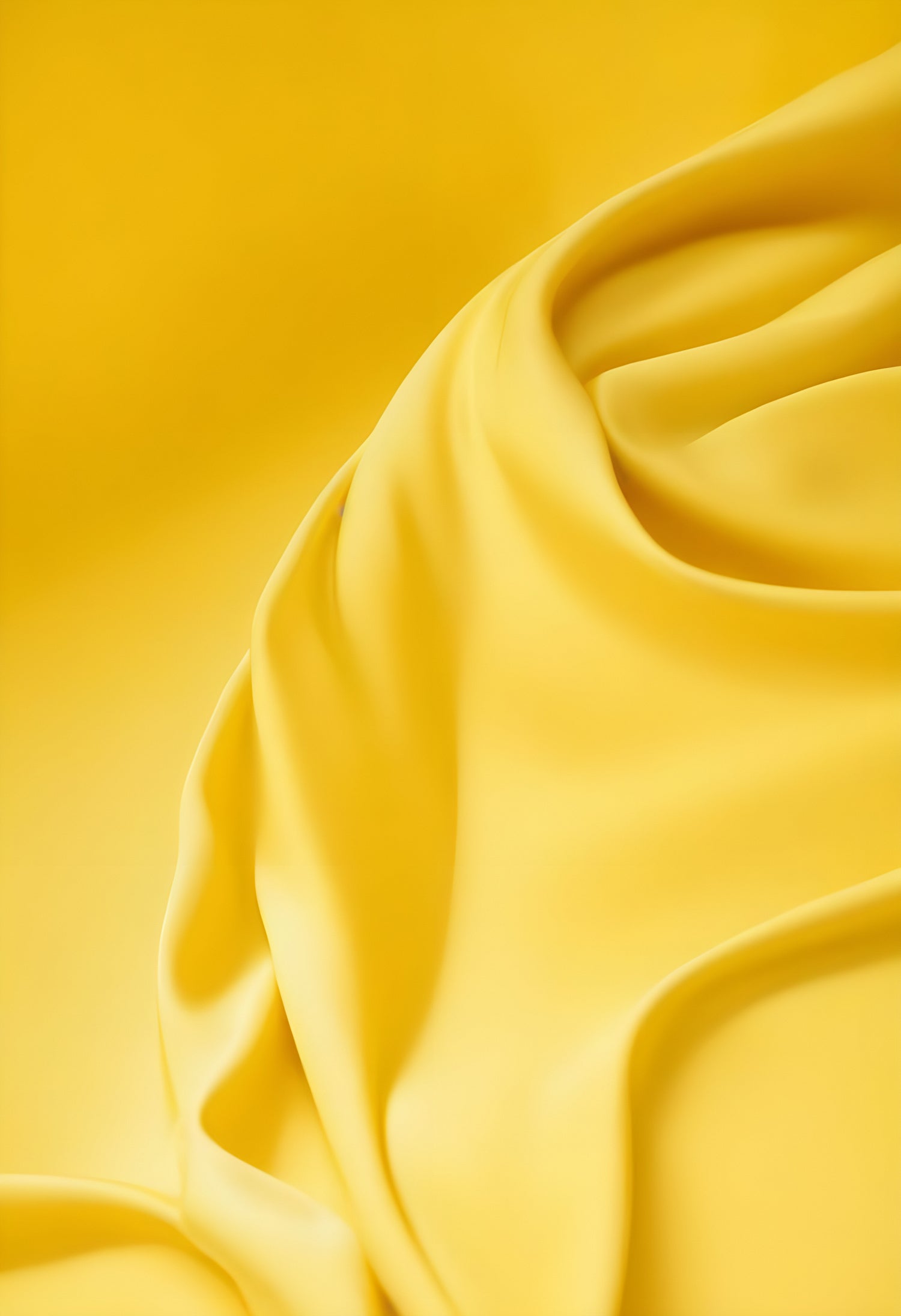 Golden satin fabric drapes elegantly with gentle waves under soft light. Generative AI