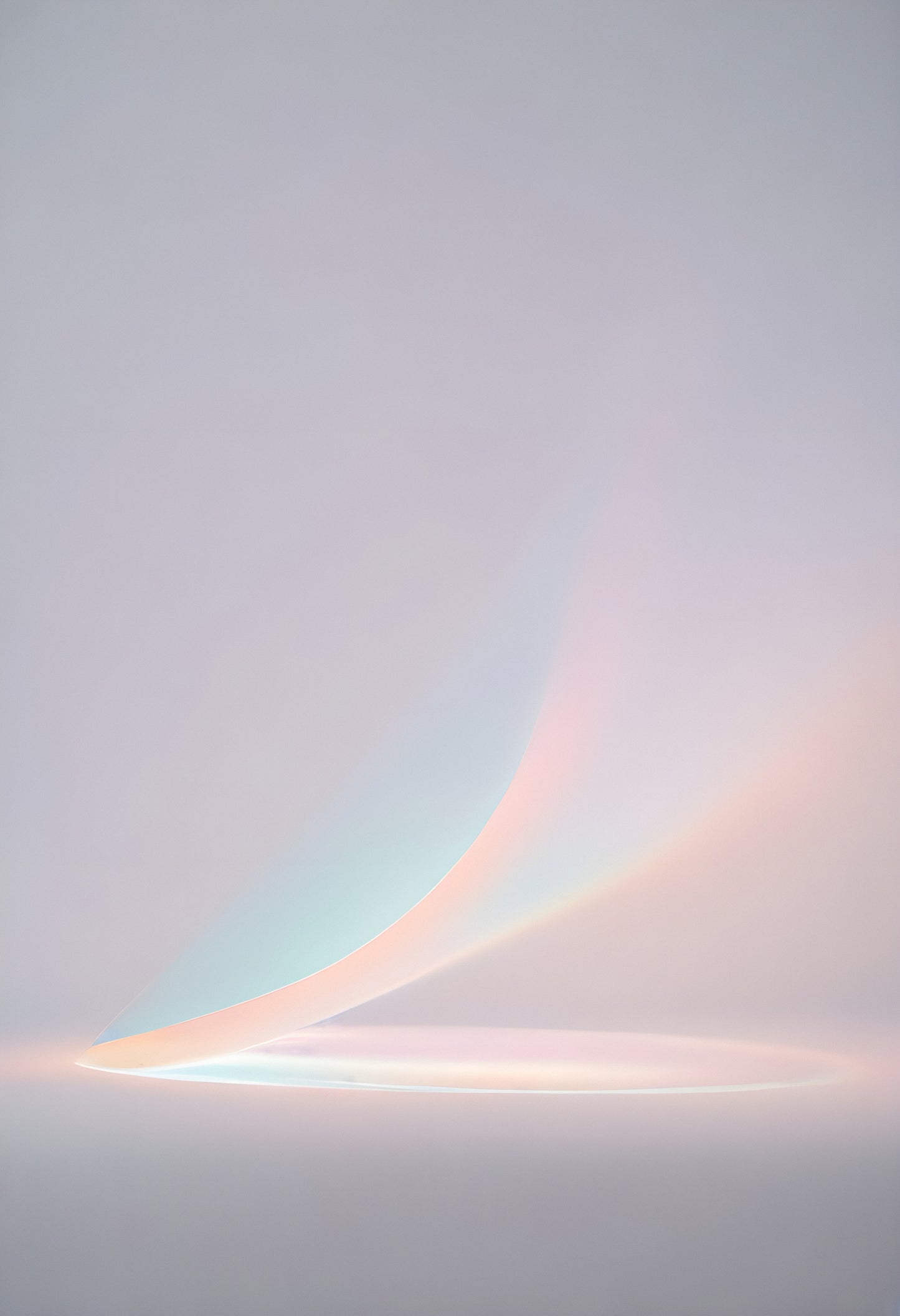 Soft pastel light curves creating a serene atmosphere in an abstract minimalist setting during early morning hours