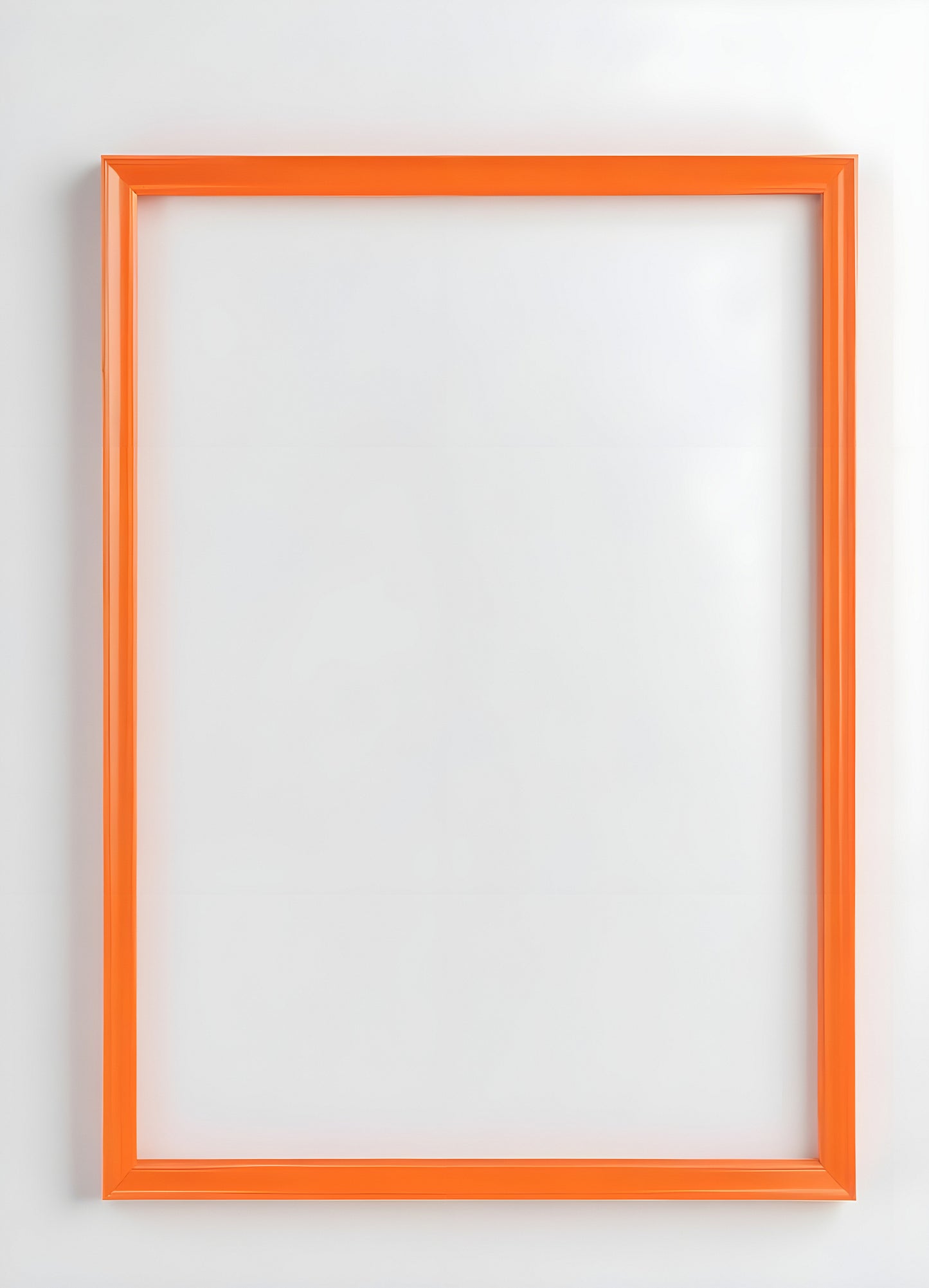 Simple orange picture frame on a white background ready for artwork or photography display in a modern setting