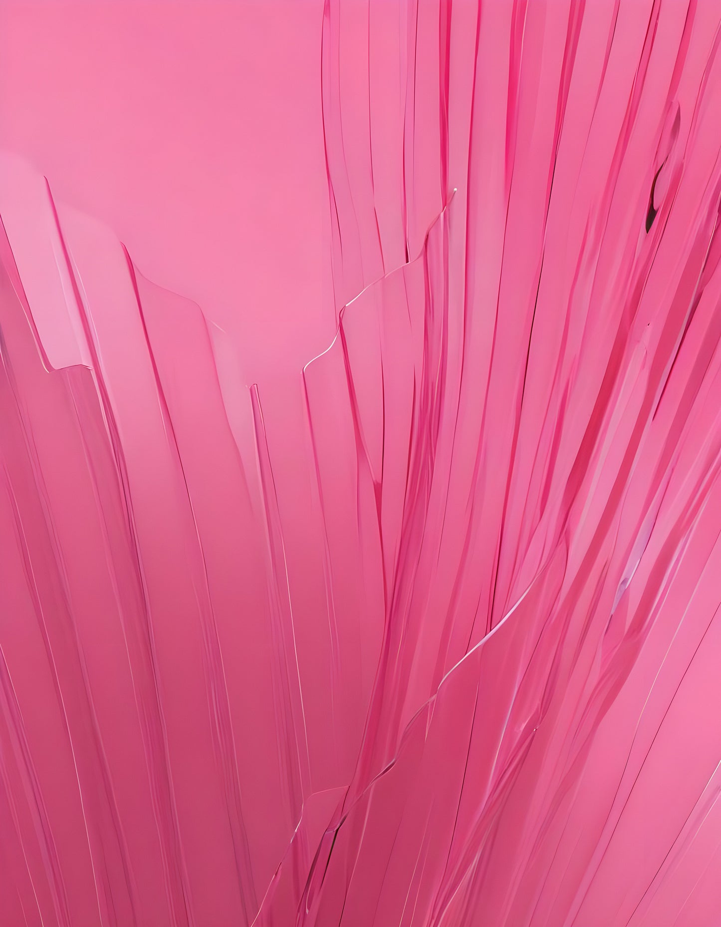 Abstract close-up of a bright pink glass structure with vertical lines against a soft pink background. Generative AI