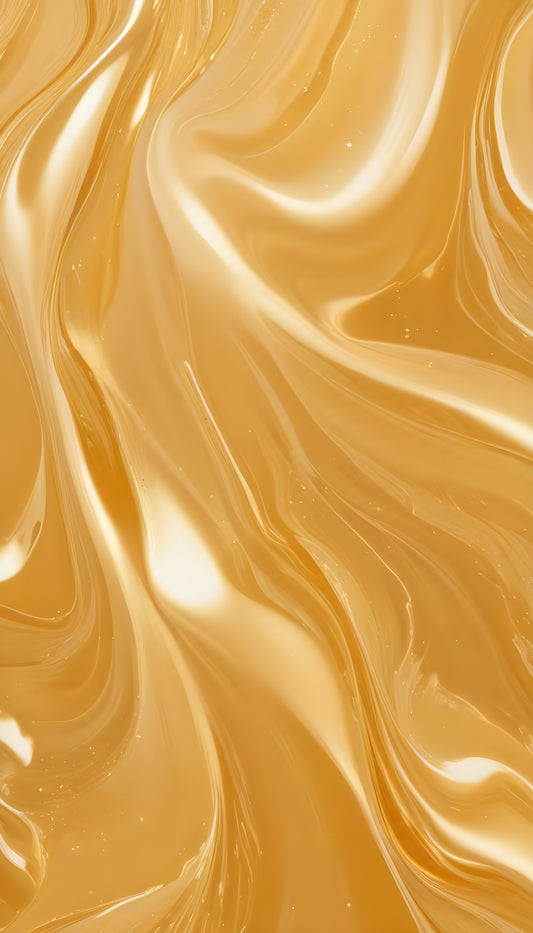 Marbled golden texture with flowing patterns under soft light, creating a warm, inviting atmosphere. Generative AI