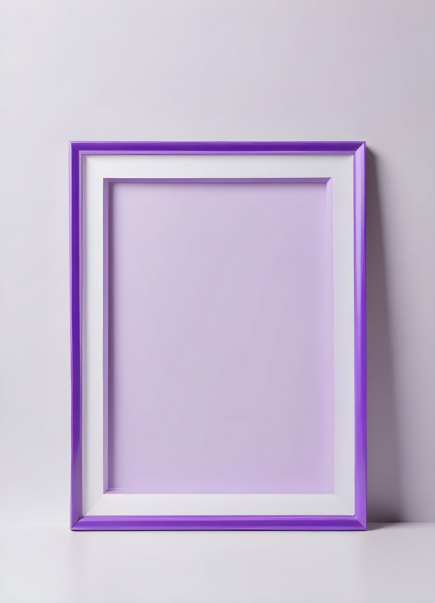 Purple acrylic picture frame displayed against a light background, highlighting its sleek design and color