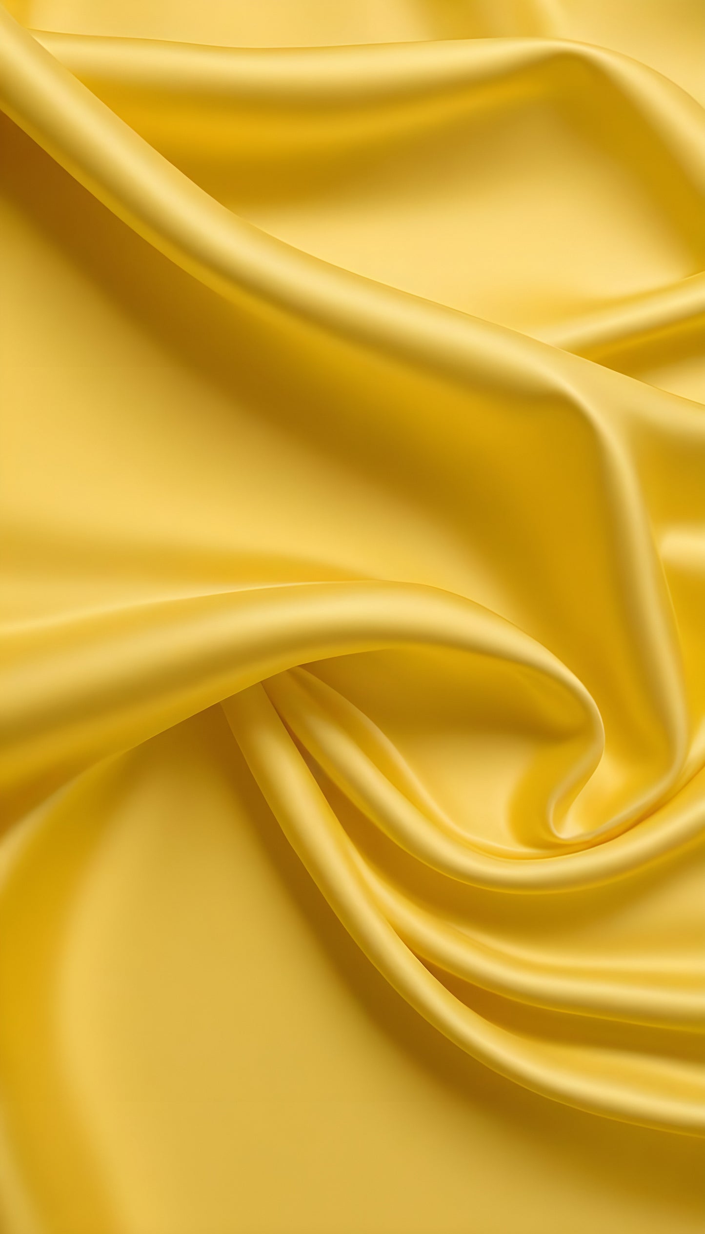 Golden satin fabric drapes elegantly with gentle waves under soft light. Generative AI