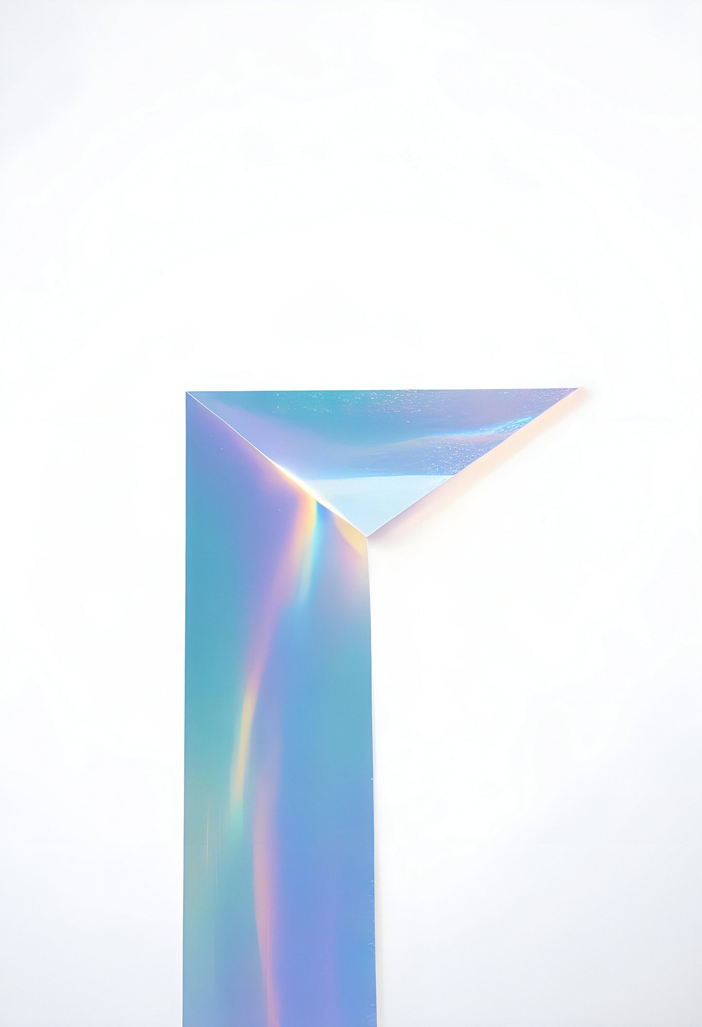 A subtle play of light refracting through a prism in soft ambient lighting, creating a rainbow effect on a minimalist background