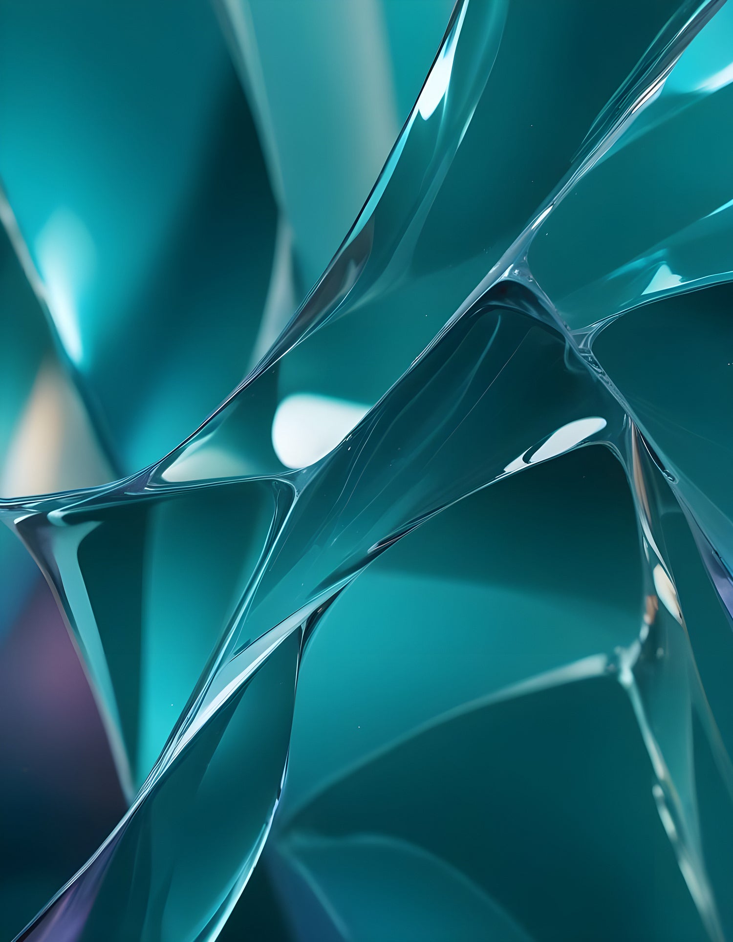 Abstract flow of teal and blue shapes blending together with soft curves and reflections