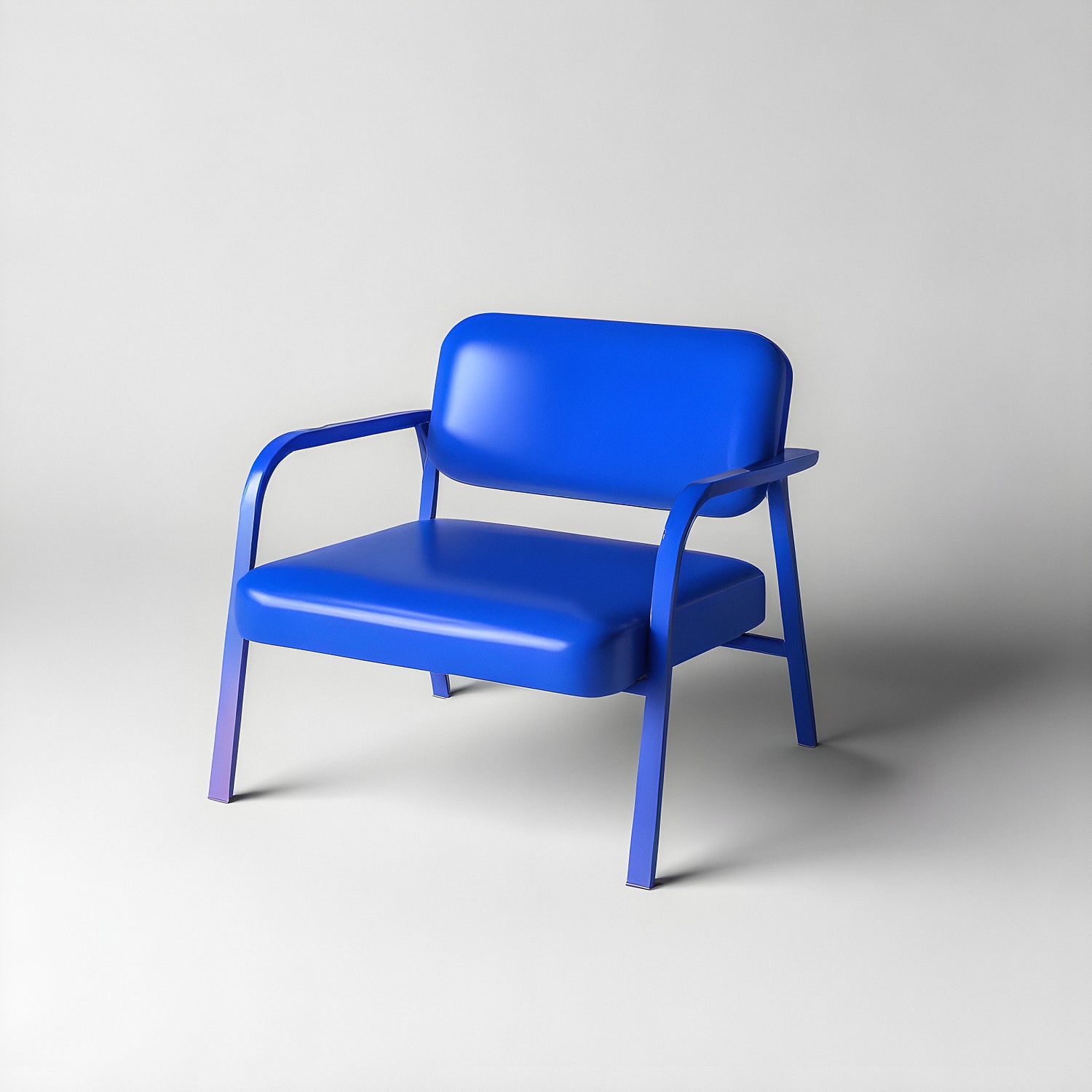 Bright blue armchair in a minimalist setting showcasing modern design and comfort with a sleek appearance