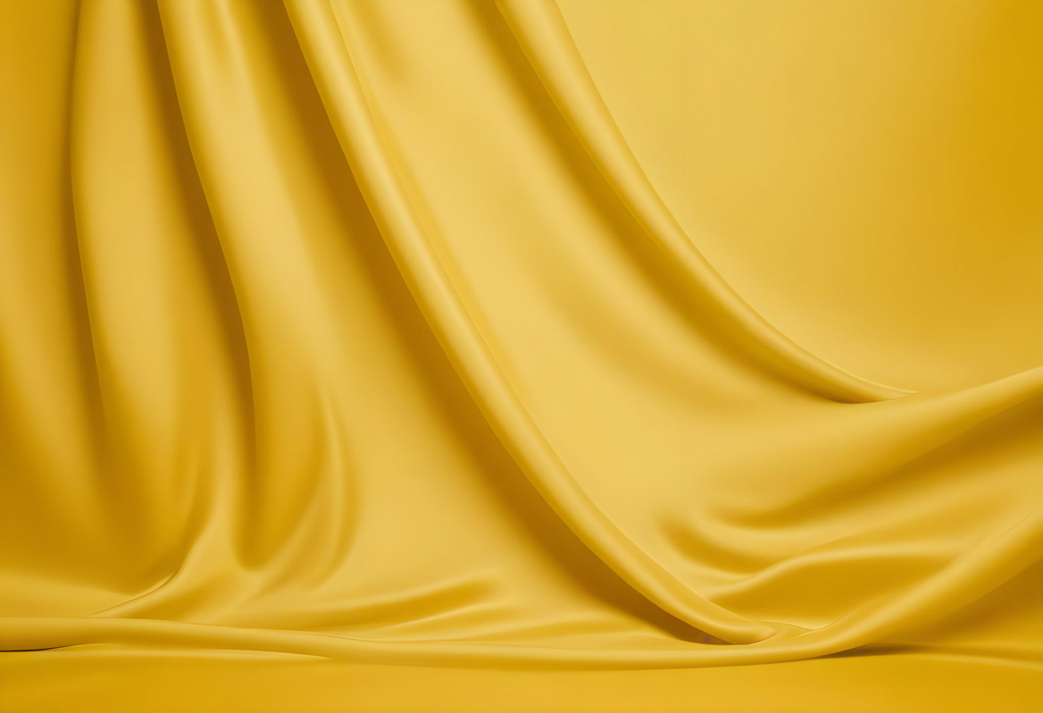 Elegant draped yellow fabric with smooth texture and gentle folds creating a warm and inviting atmosphere indoors