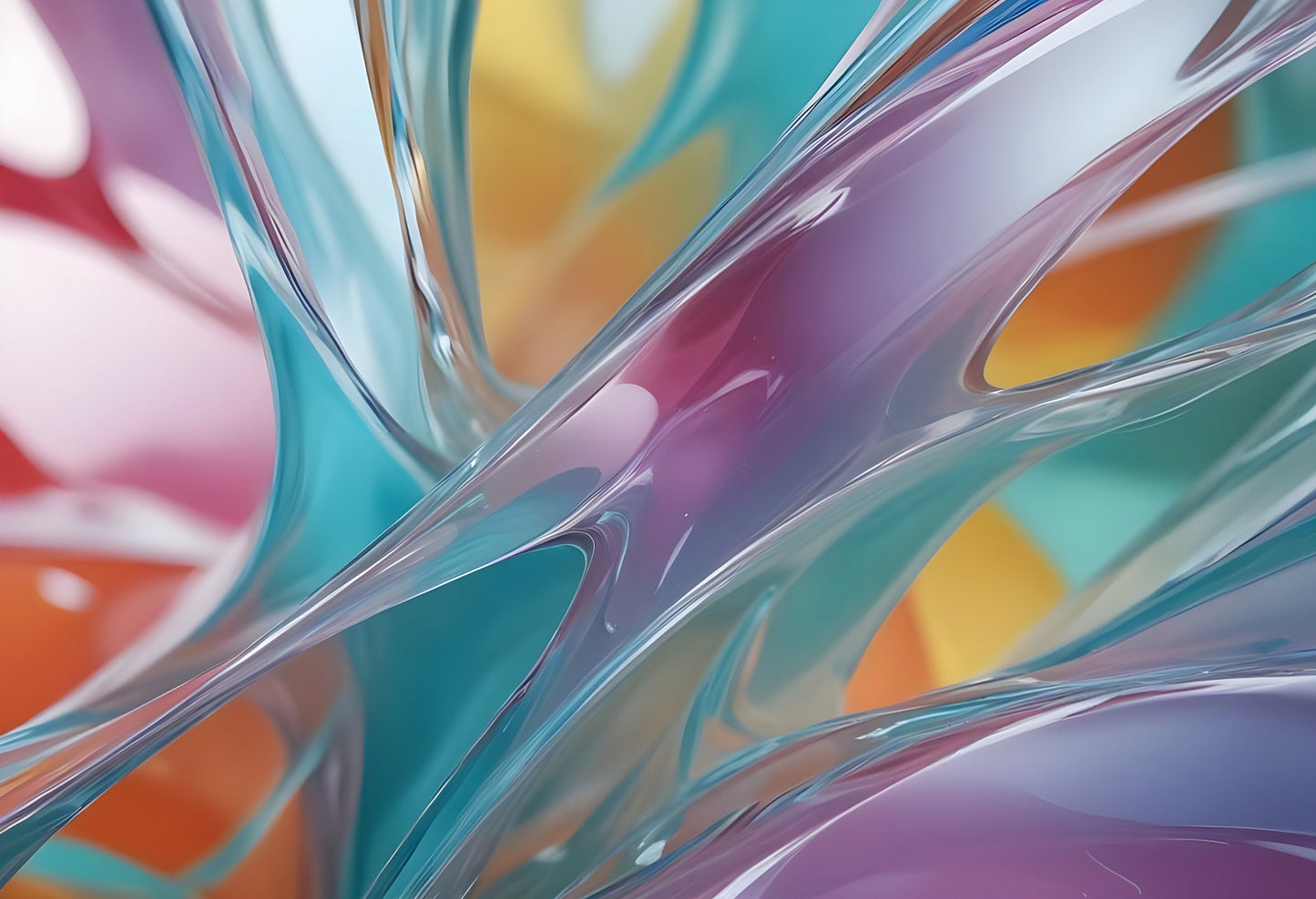 Abstract flow of teal and blue shapes blending together with soft curves and reflections