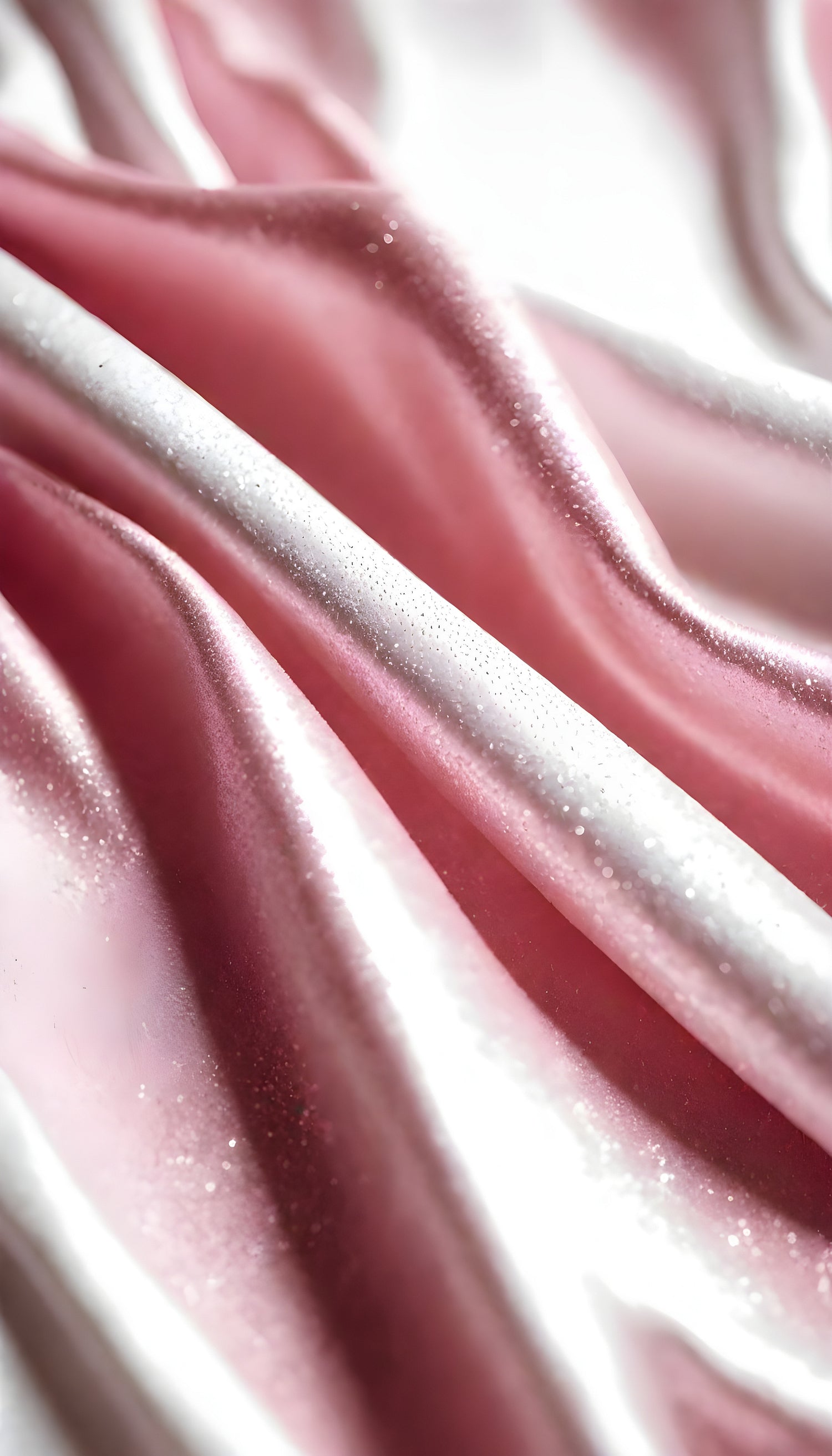 A close-up view of soft, shiny pink fabric draped elegantly, highlighting its smooth texture and sheen, perfect for luxurious designs