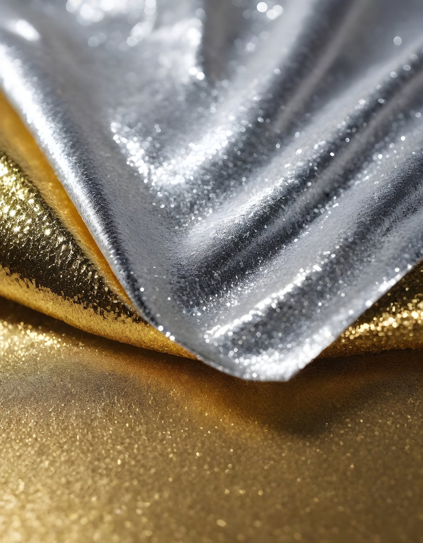 Sparkling golden fabric draping gracefully under soft light during a creative textile project