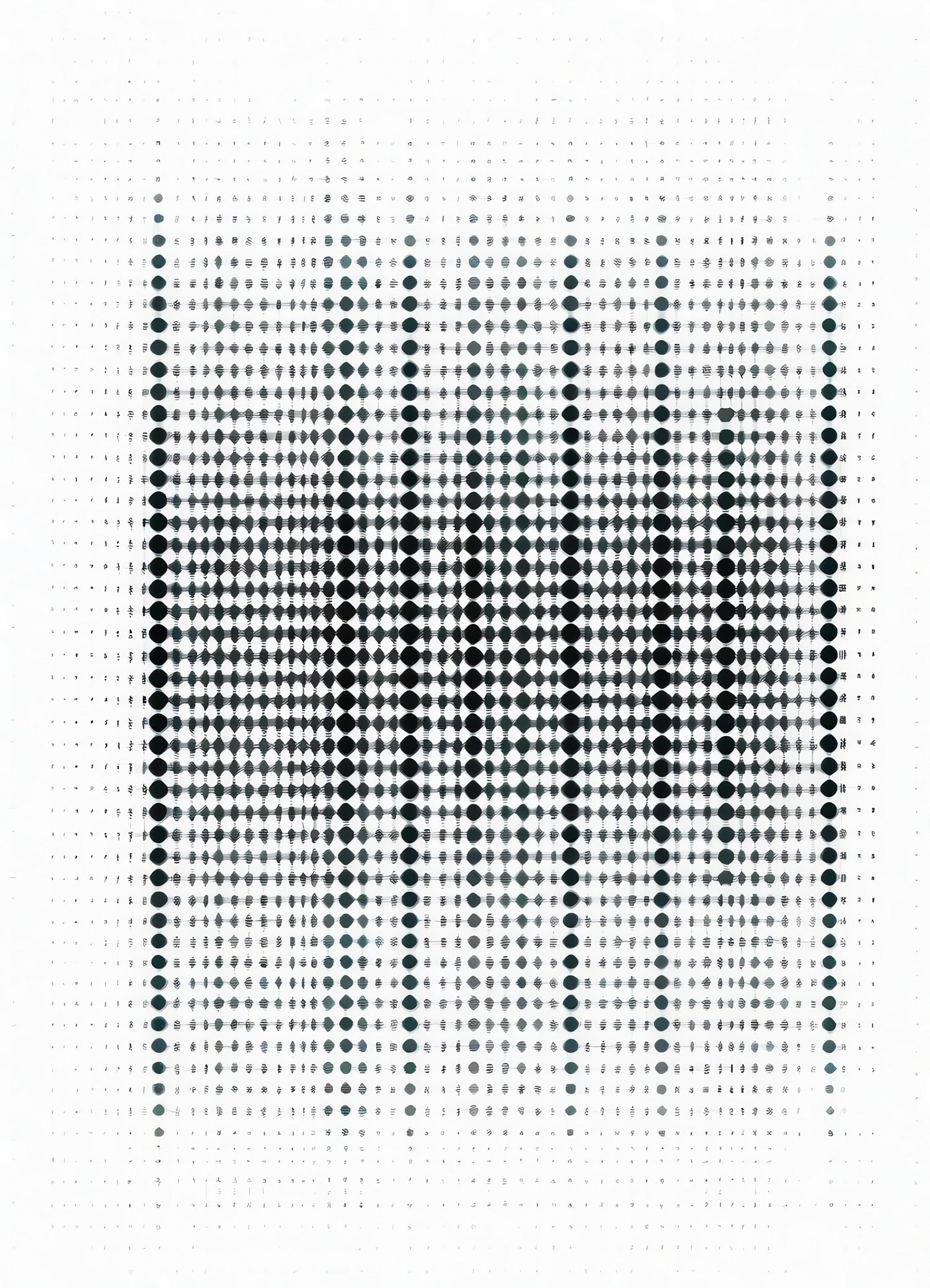 Abstract black and white dotted pattern creating a dynamic visual effect in a minimalist design