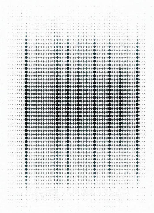 Abstract black and white dotted pattern creating a dynamic visual effect in a minimalist design