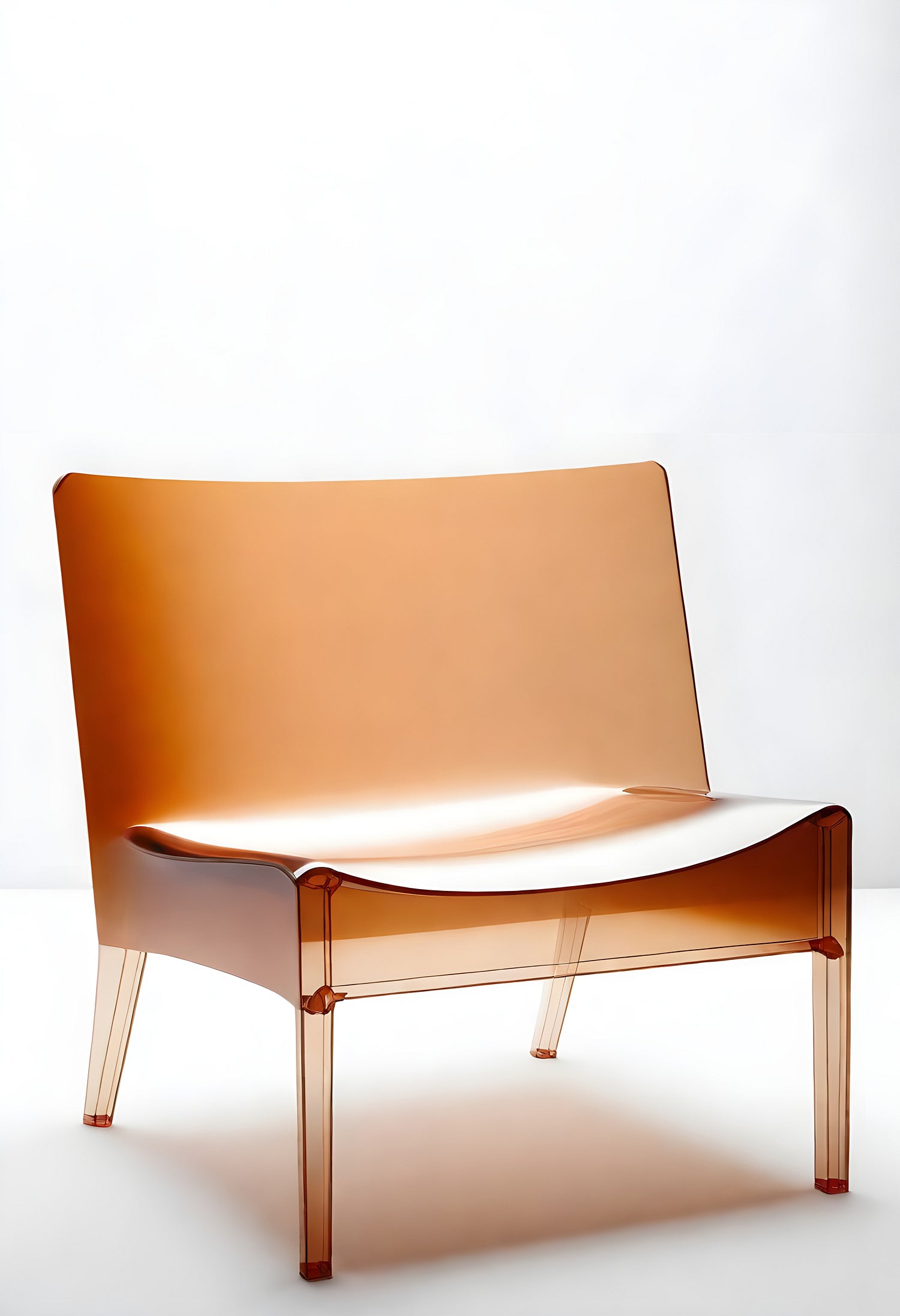 Minimalist transparent chair design showcasing modern aesthetics in a bright studio setting