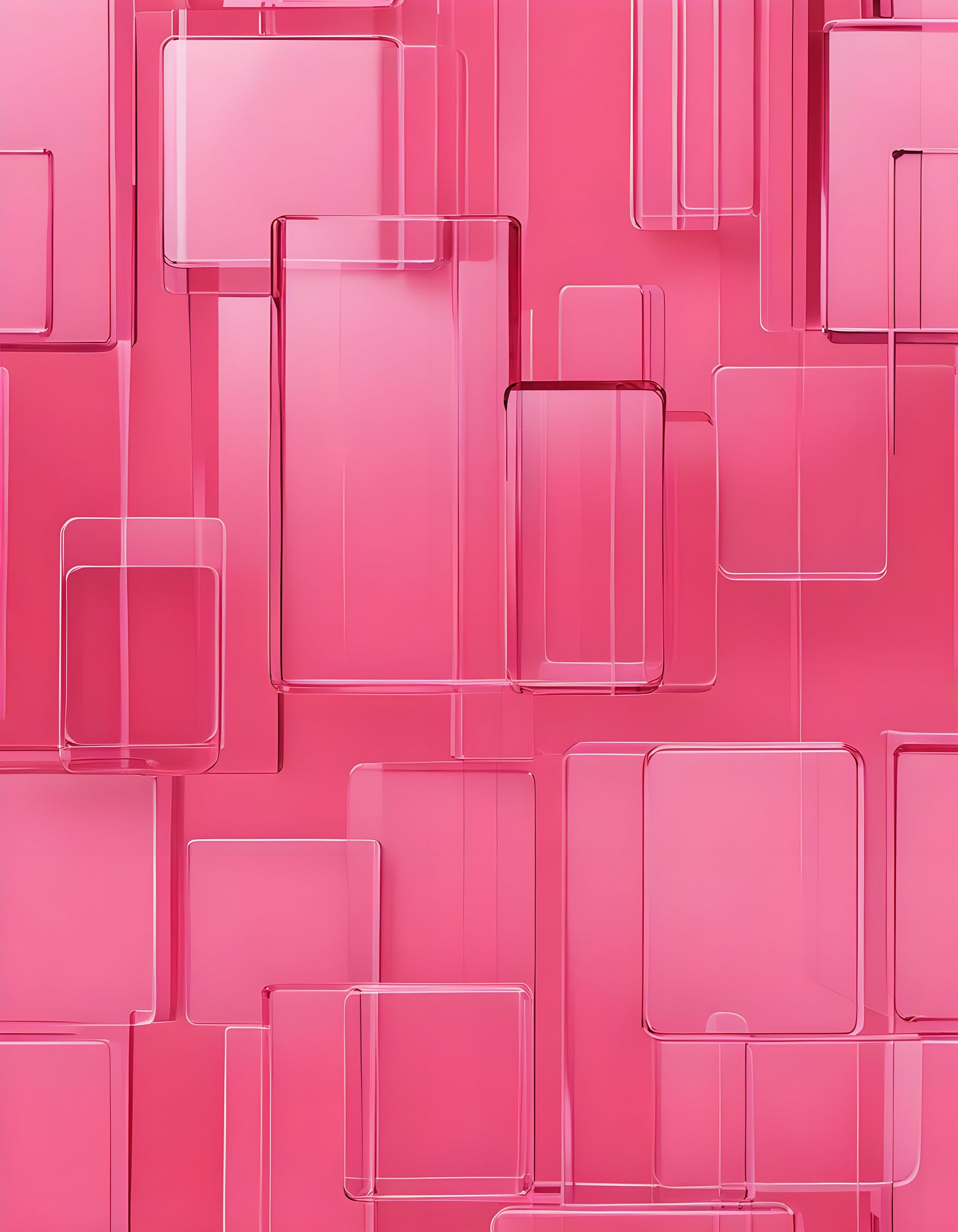 Abstract close-up of a bright pink glass structure with vertical lines against a soft pink background. Generative AI