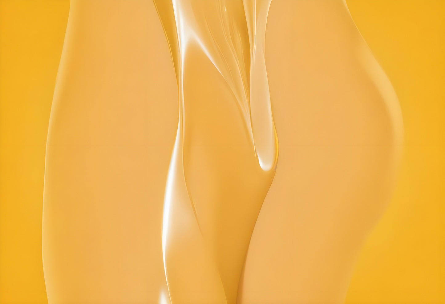 Abstract art depicting flowing yellow liquid on smooth curves against a vibrant backdrop, creating a sense of movement and texture