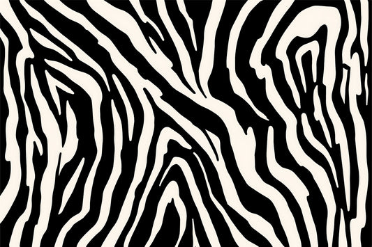 Abstract black and white zebra pattern texture with flowing lines and organic shapes