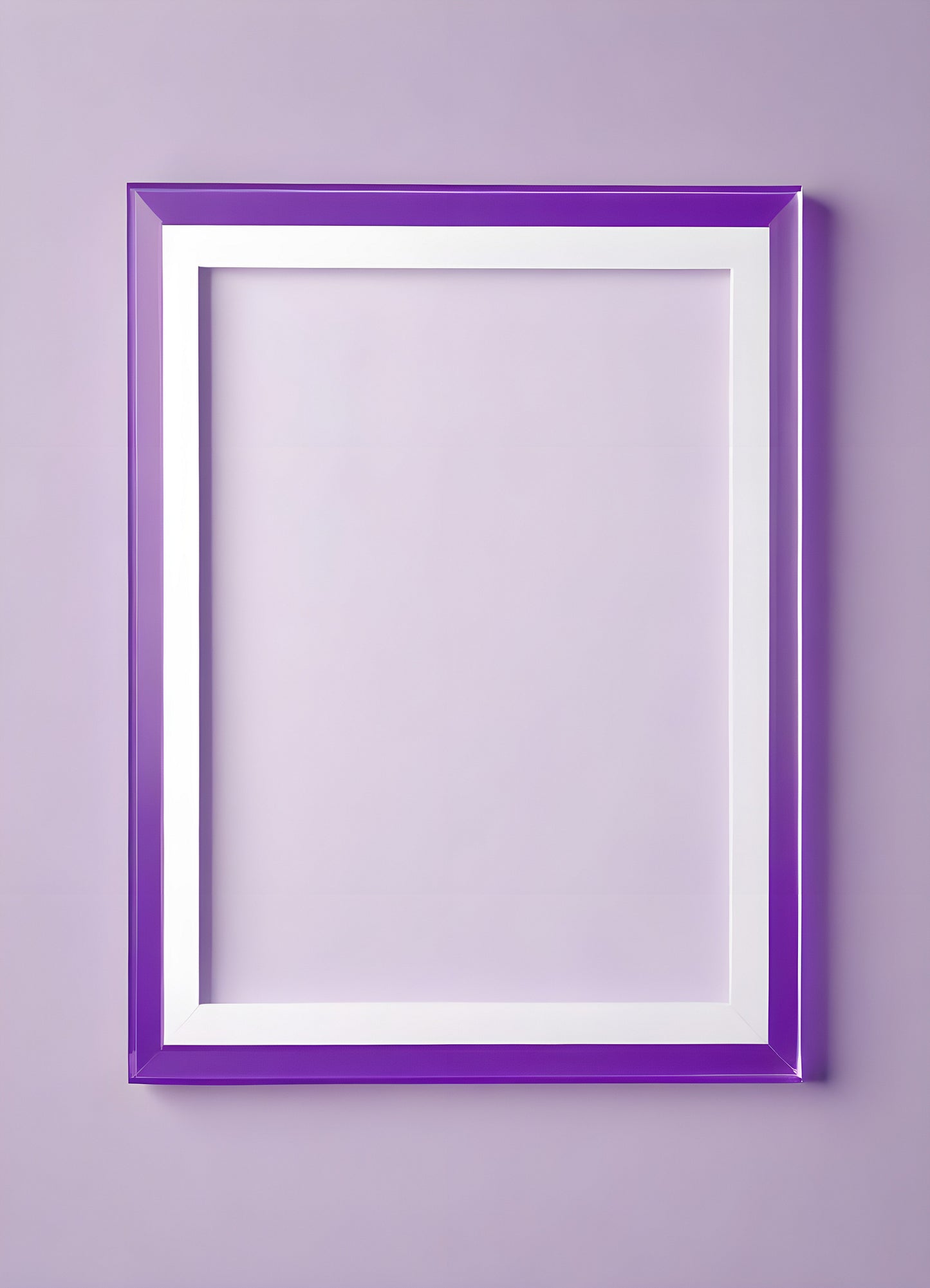 Purple acrylic picture frame displayed against a light background, highlighting its sleek design and color